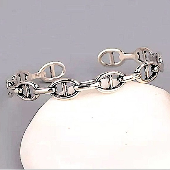 NEW STERLING SILVER MARINER BANGLE CUFF ADJUSTABLE RESIZABLE BRACELET - Picture 4 of 13